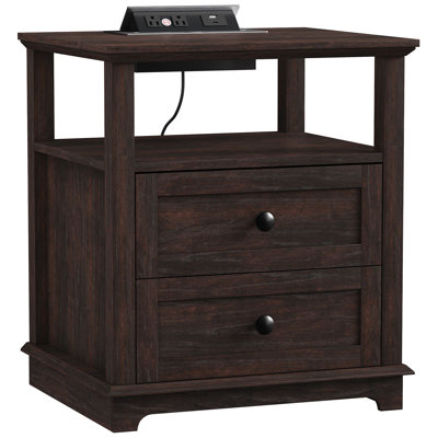 Danforth 2 Drawer Nightstands with Storage and Built-in Charging Station