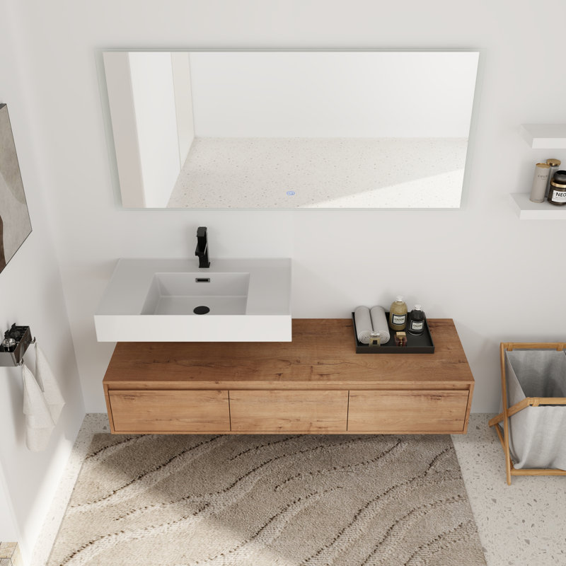 60'' Single Bathroom Vanity with Resin Top