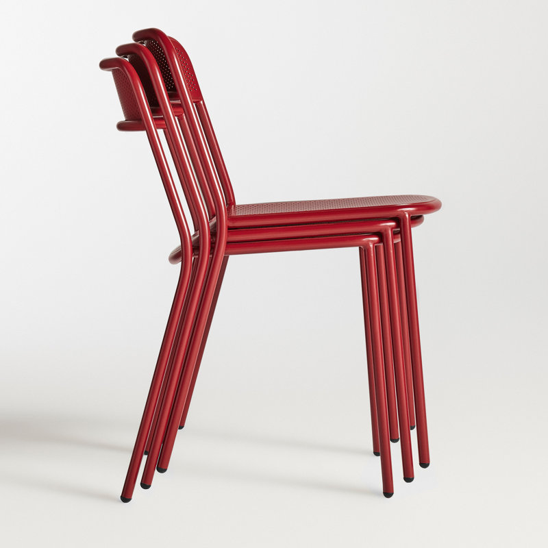 Trim Outdoor Dining Side Chair, Carmine