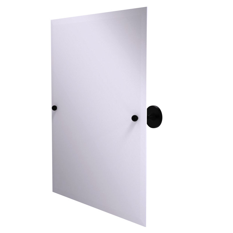 Miroir décoratif biseauté inclinable Godoy, 25" H x 21" W, Noir mat