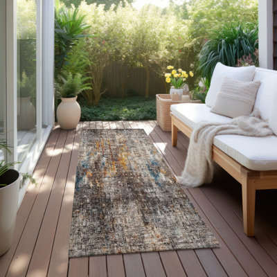 Tapis taupe Ayush ACN655 intérieur / extérieur lavable à la machine
