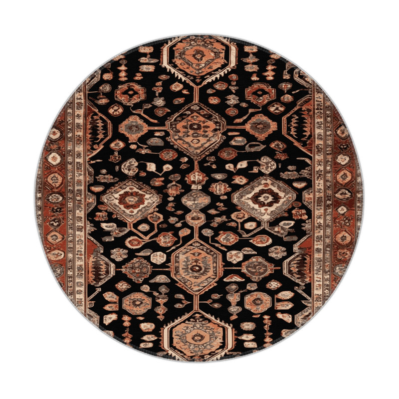 Tapis turc intérieur et extérieur brun, Rond 5 pi