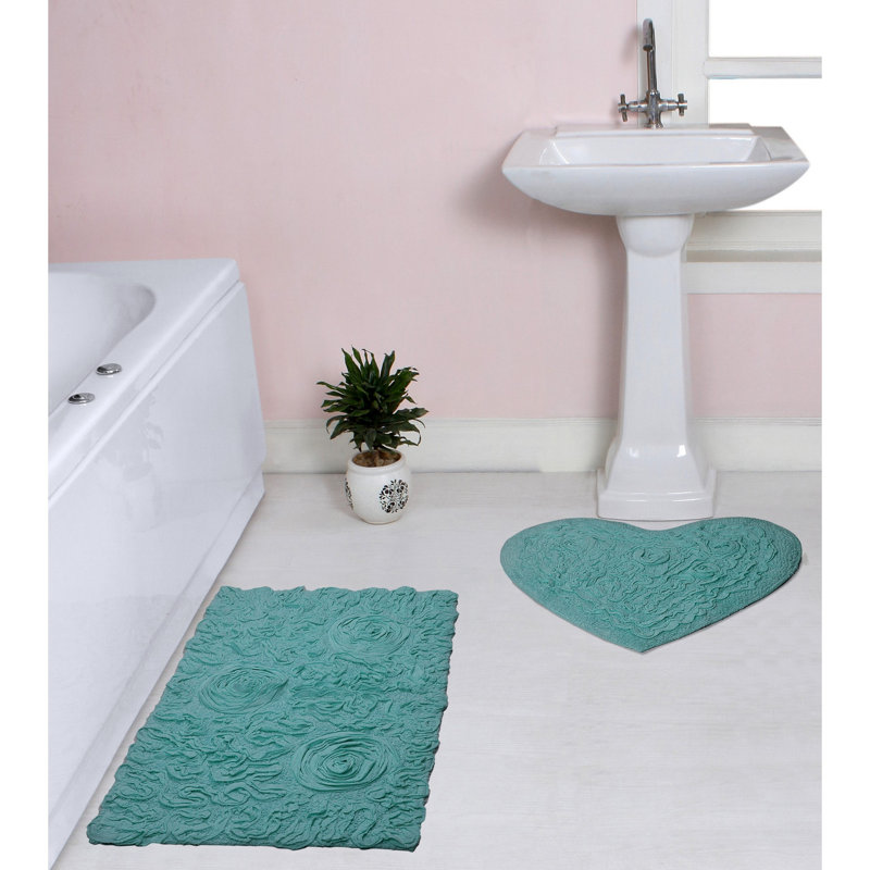 Freida 2 Piece Bath Rug Set, Turquoise