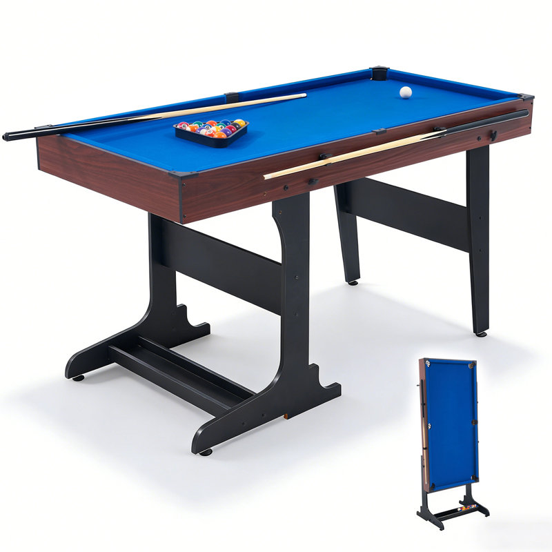 Table de billard pliable de 53 po, table de billard autoportante avec rangement pour queues de billard, conception verticale peu encombrante, cadre robuste pour les salles de jeux, les salons et les appartements