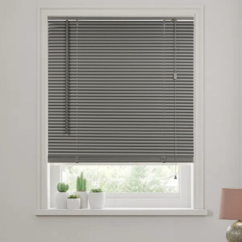 PVC & Aluminum Venetian Blinds, Easy Fit Window Blinds with Light Control & Privacy, 213 cm L x 120 cm W, Grey