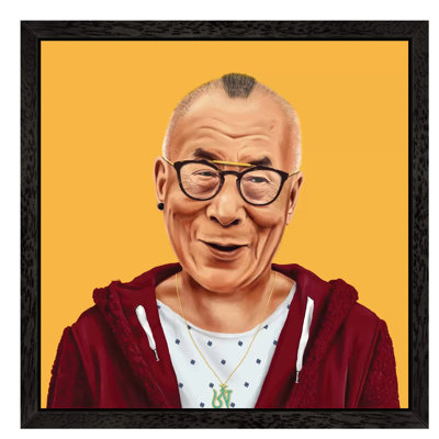 Dalai Lama by Amit Shimoni - Floater Frame Print on Canvas