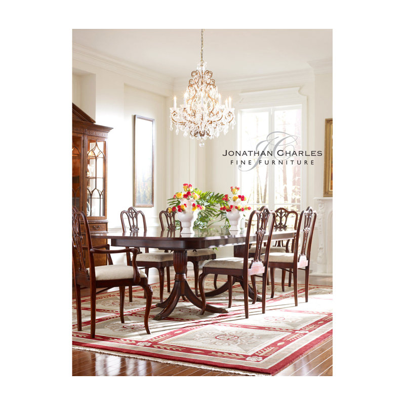 Buckingham Dining Table, Medium Antique Mahogany, 46" W x 75.5" L