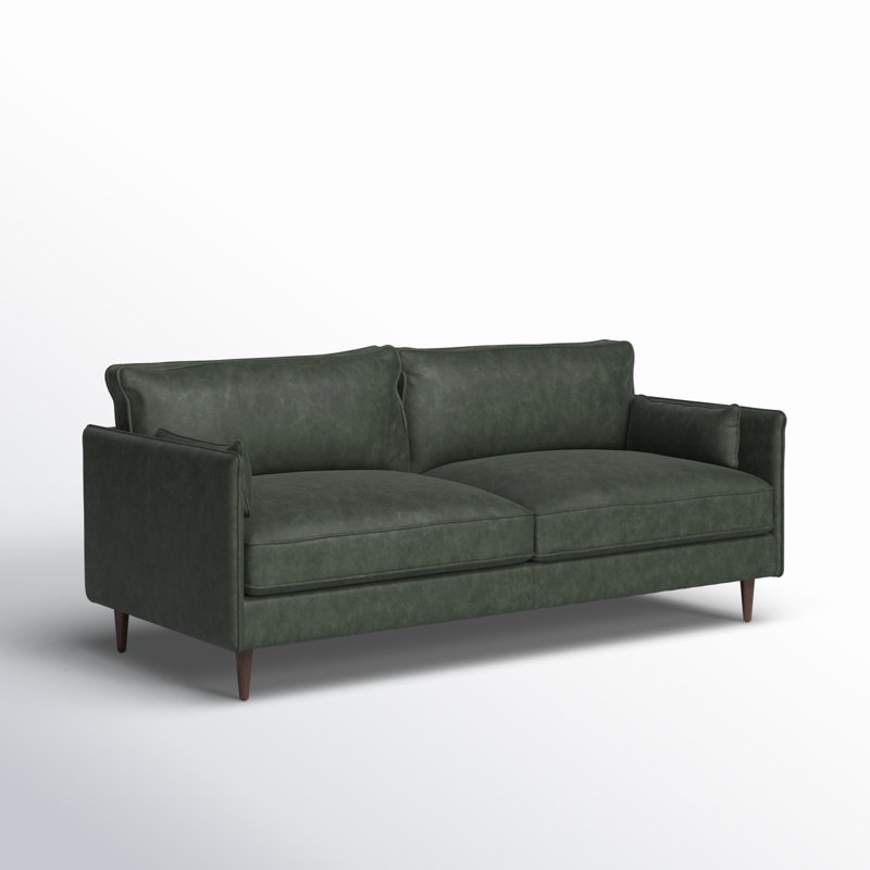 Reese Sofa, Almond Beech, Eden Sage Top Grain Leather