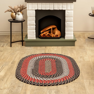 Tapis noir / rouge en coton Farmhouse