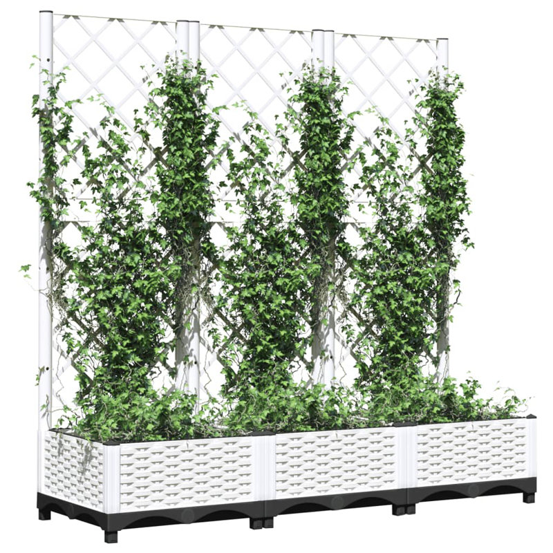 Latitude Run® Garden Planter With Trellis PP, White, 47.8" H x 47.2" W x 15.7" D, Without Wheels