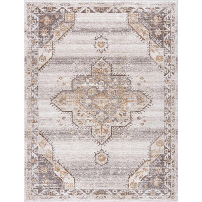 Val Traditional Medallion Slate Beige / Sand / Vizon / Brown Area Rug
