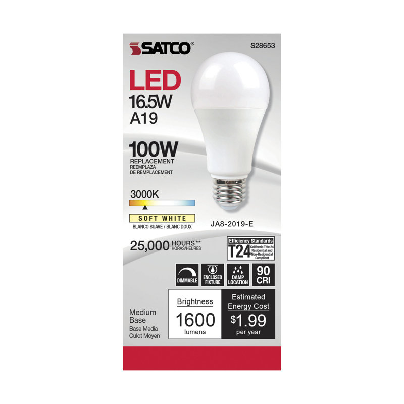 16.5 Watt White LED Bulb, 3000K