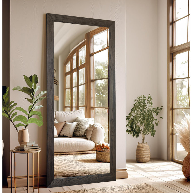 Miroir de plancher en bois franc Union Rustic Ozark, Ébène, 66 po x 33 po