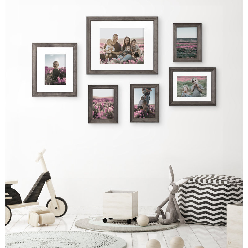 Kymarion Matte Picture Frame - Set of 6 with Mat, Grey