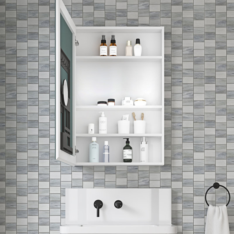 Armoire à pharmacie 24 po x l 36 po à surface sans miroir, avec bords biseautés et porte à ouverture à gauche