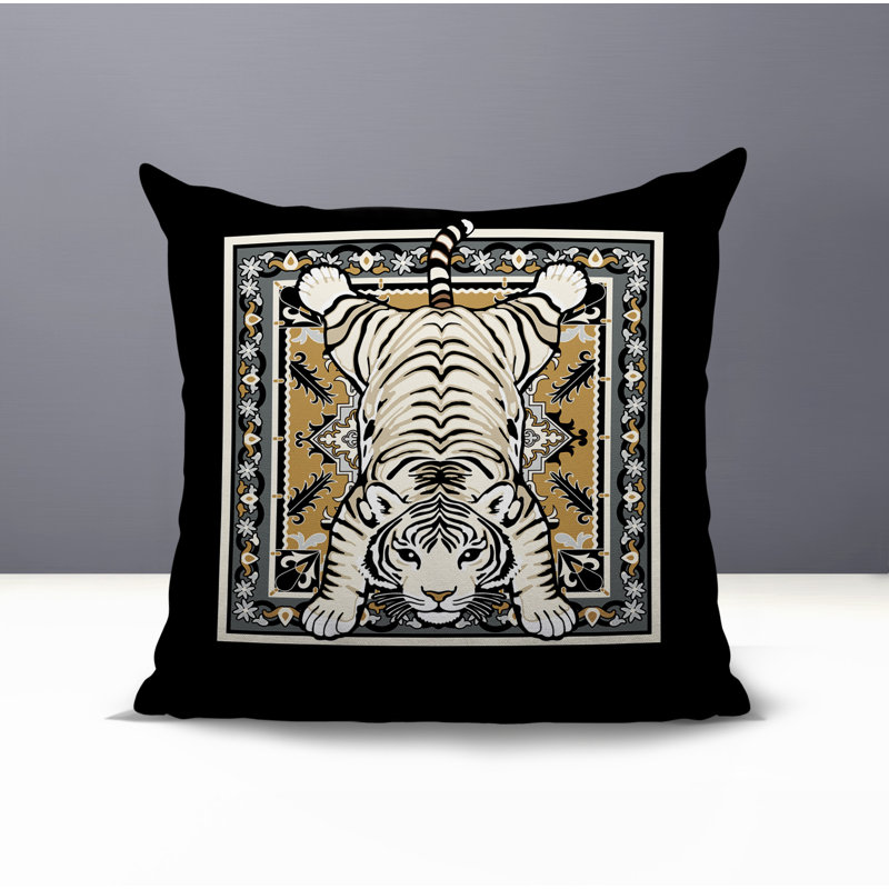 Oreiller carré réversible intérieur / extérieur Gibo Tiger, Gris, Carré 15 po