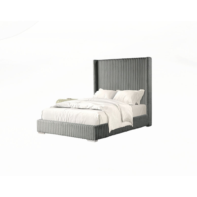 Grand lit en chenille de fourrure, gris, Grand