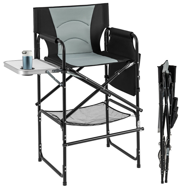  46'' Tall Directors Chair W/ Foldable Side Table & Footrest Extra Cup Holder