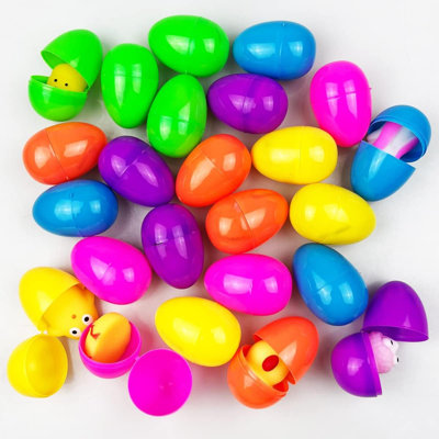 Paquet de 24 œufs de Pâques en plastique pré-remplis avec des jouets de Mochi
