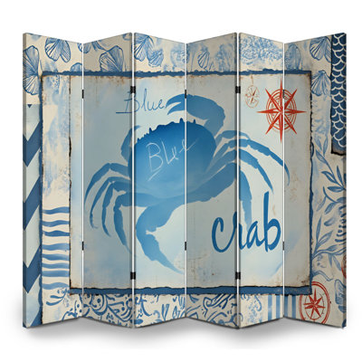 Cloison pliante 6 panneaux paravent rétro bleu royal craie rétro toile toile séparateur de protection autoportant cloison d'intimité
