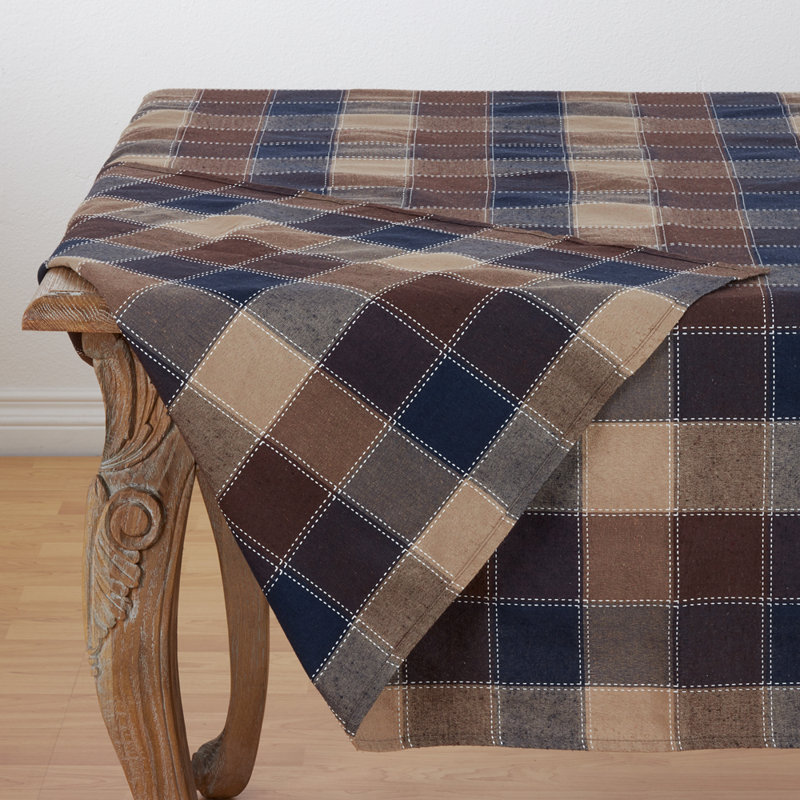 Bernardi Plaid Tablecloth, Brown, 70" W x 180" L