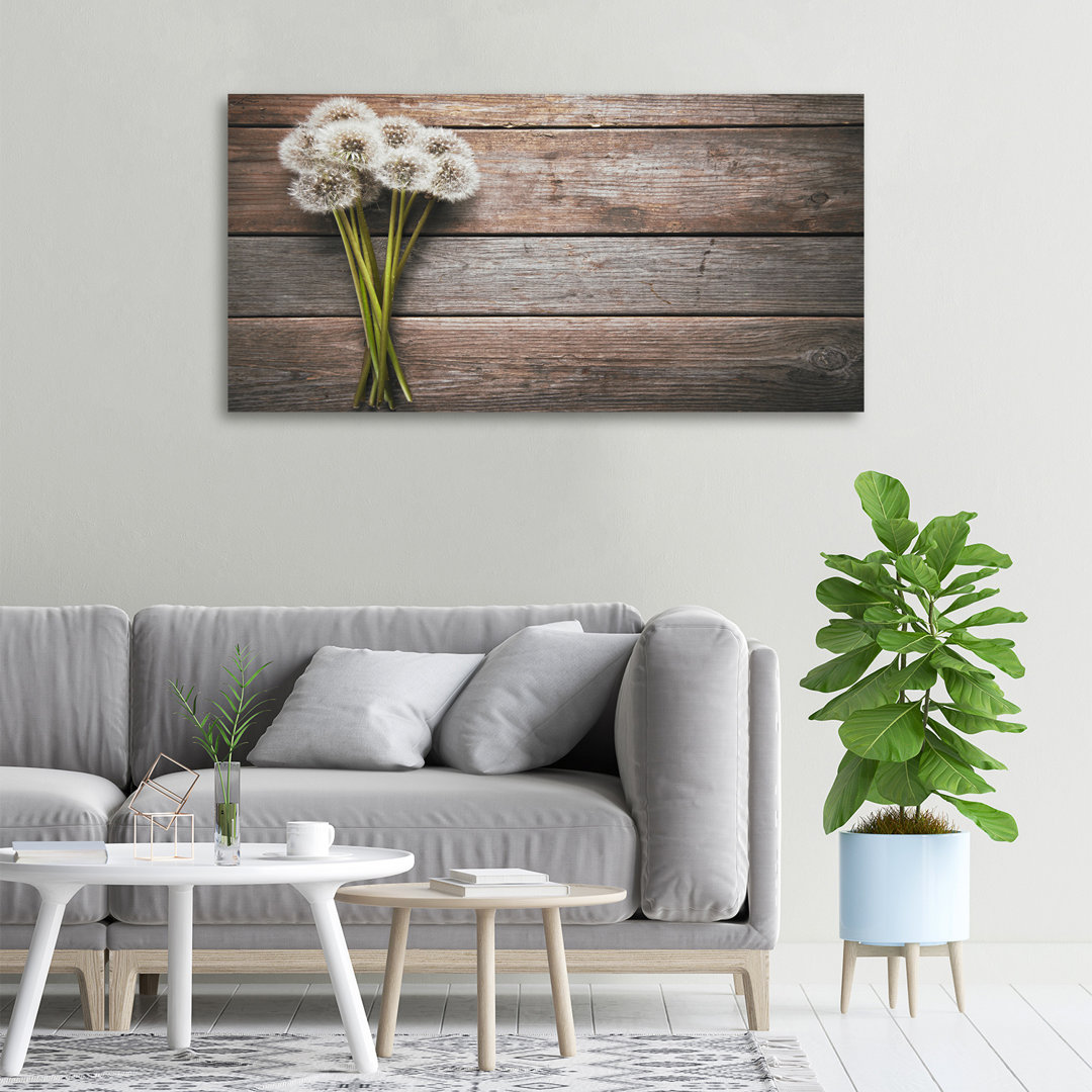 Pusteblumen Holz - Kunstdrucke auf Leinwand