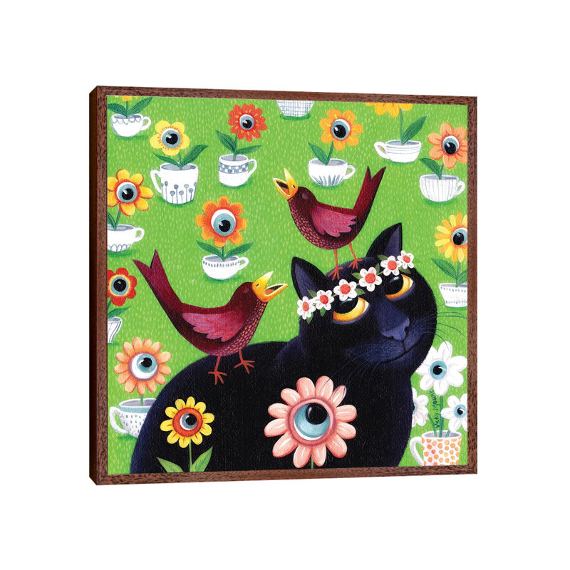 Iris 1 Piece Painting on Canvas, 93.98cm H x 93.98cm W x 3.81cm D, Classic Brown Wood Framed