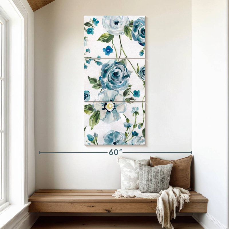 Jardin de roses au clair de lune II, H 52 po x l 24 po