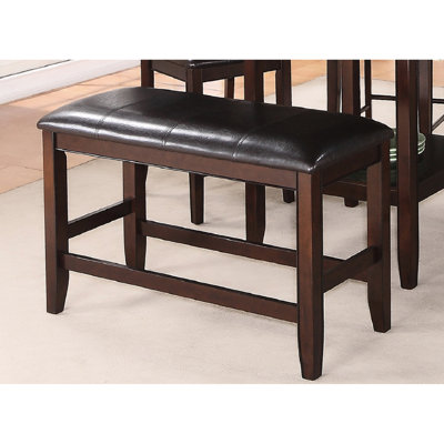 -Colored Counter Height Bench With Faux Leather Upholstered Seat And Footrest Transitional Featuring In Dark Brown