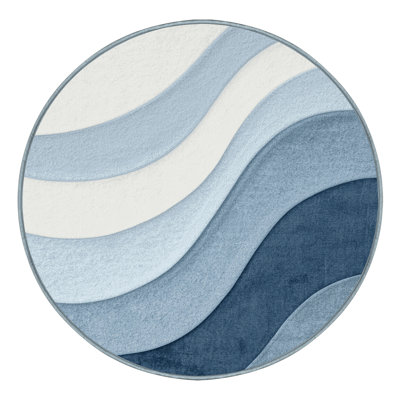 Machine Washable Pahola Modern Rug in Blue – SkyBlue Binding