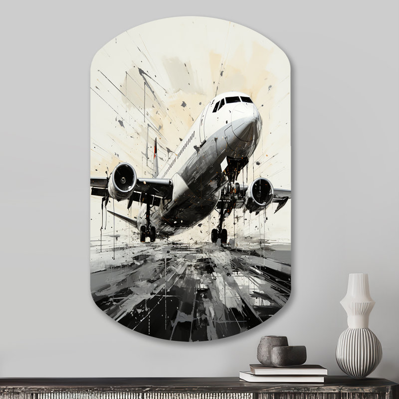 Abstrait avion en forme de cylindre - Décoration murale irrégulière en métal, H 31 po x l 19 po