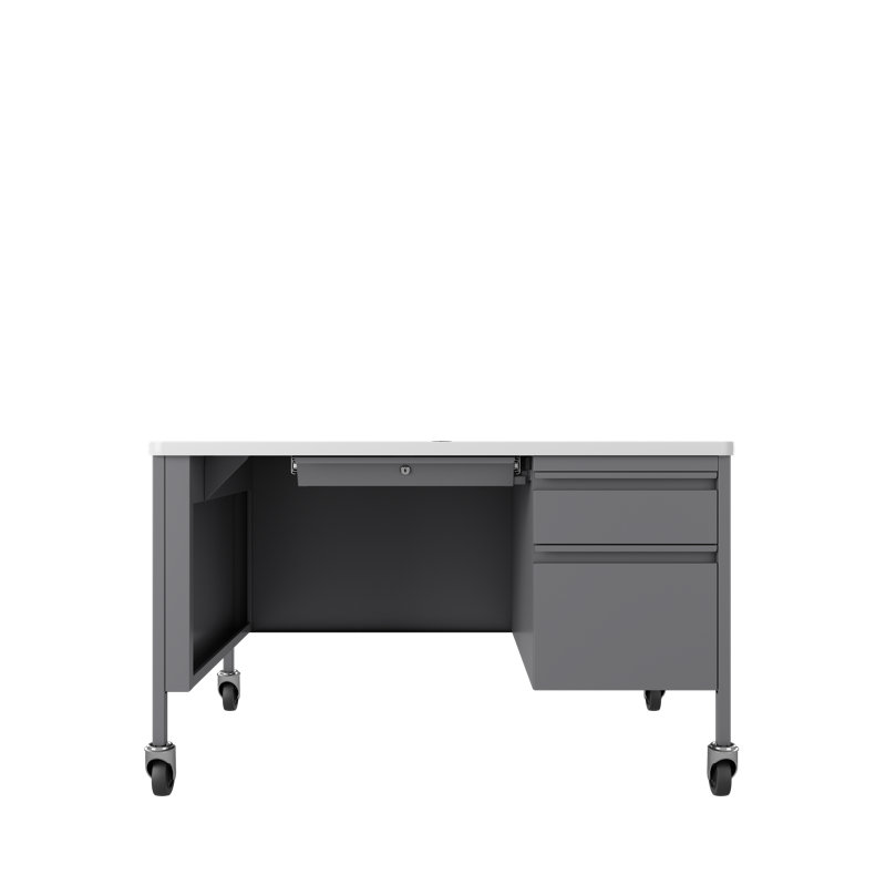 Gustavo Metal Base Computer Desk, Platinum/White