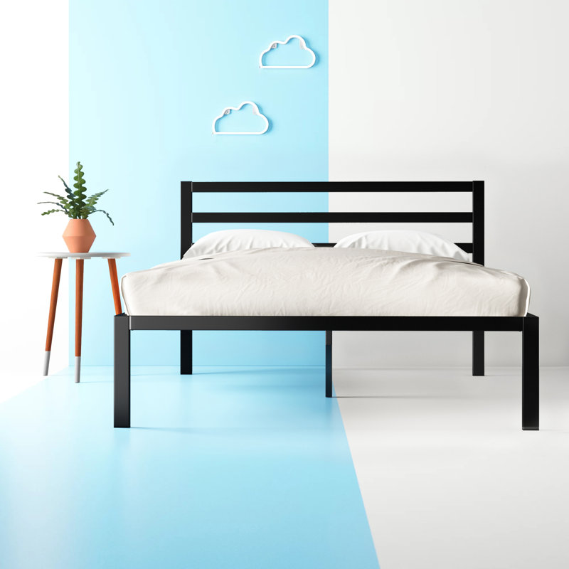 Christiano Minimalist Metal Bed with Slatted Headboard, Super King (6')