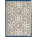 Hand-Knotted High-Quality Ivory and Navy Area Rug