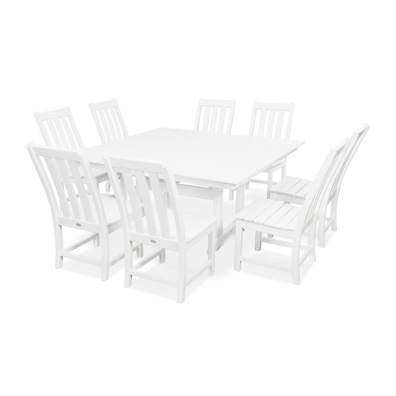 Vineyard 9-Piece Farmhouse Trestle Dining Set, White