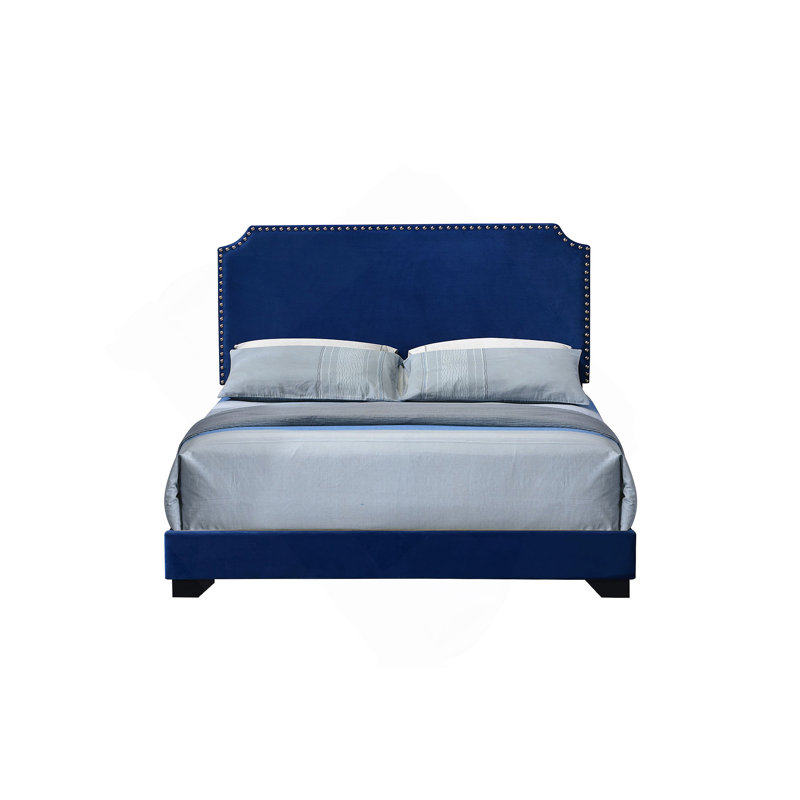 Grand lit en velours bleu Haemon