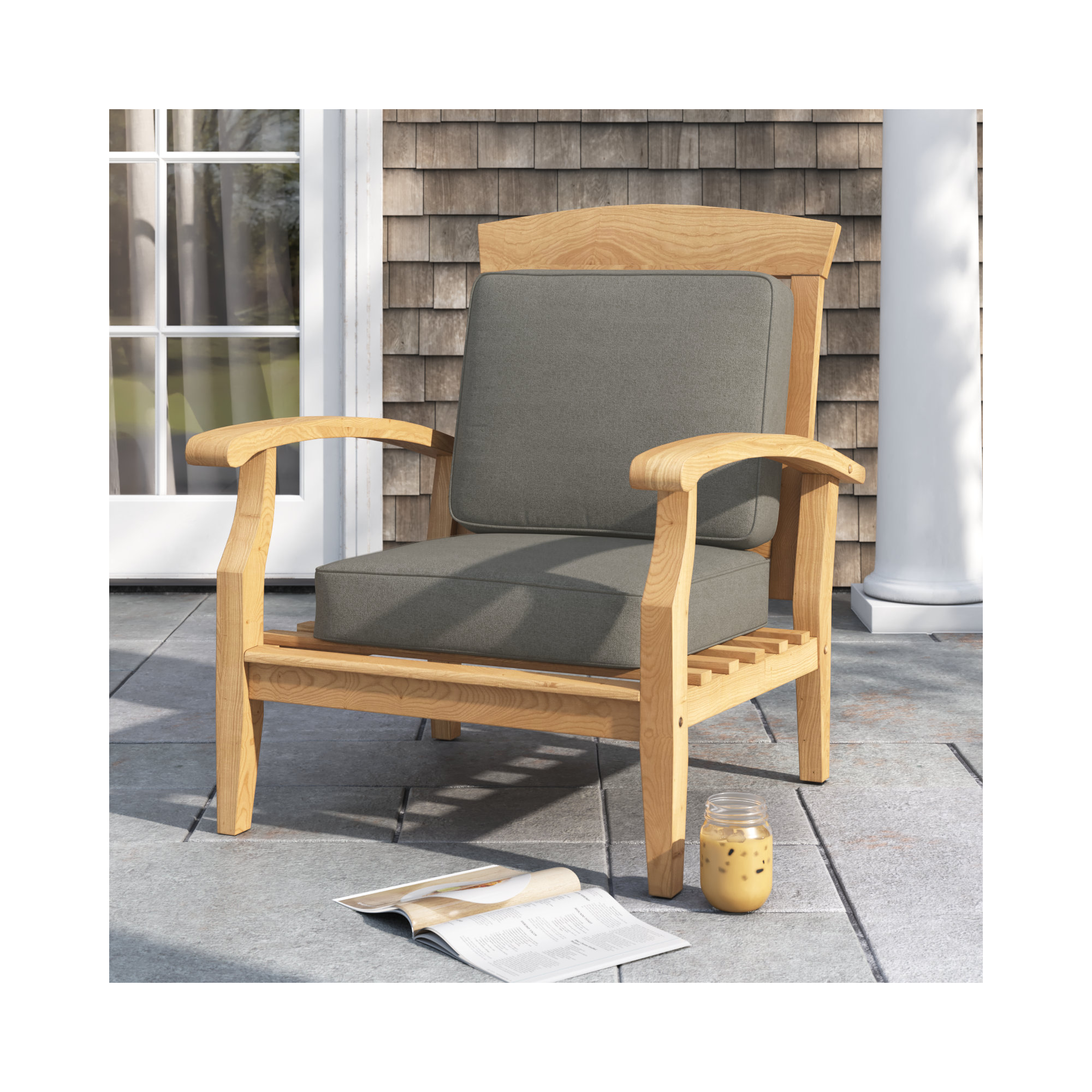 Outdoor Sunbrella Seat/Back Cushion, 22" W x 22" D, Canvas Charcoal Sunbrella® Canvas