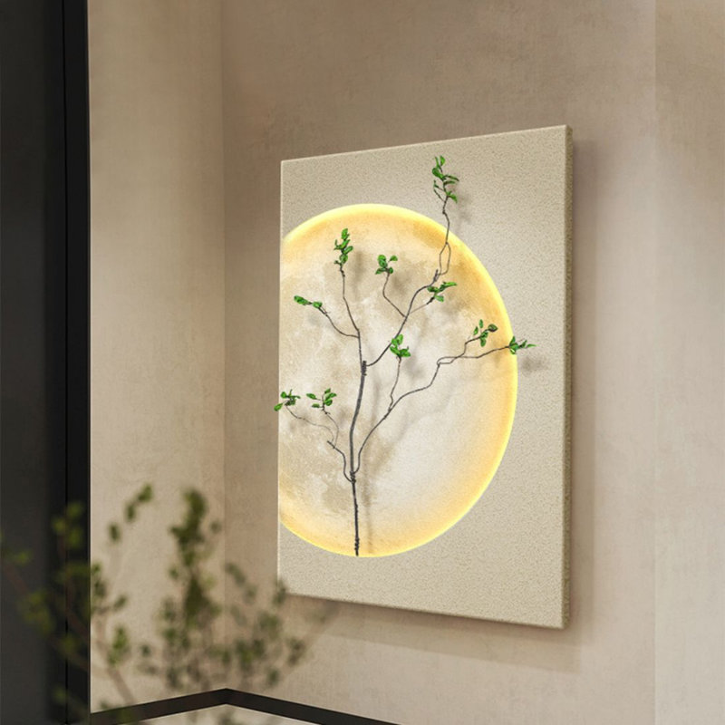Art mural moderne en bois manufacturé moderne en grès pour le salon, H 47,24 po x l 31,5 po, Beige