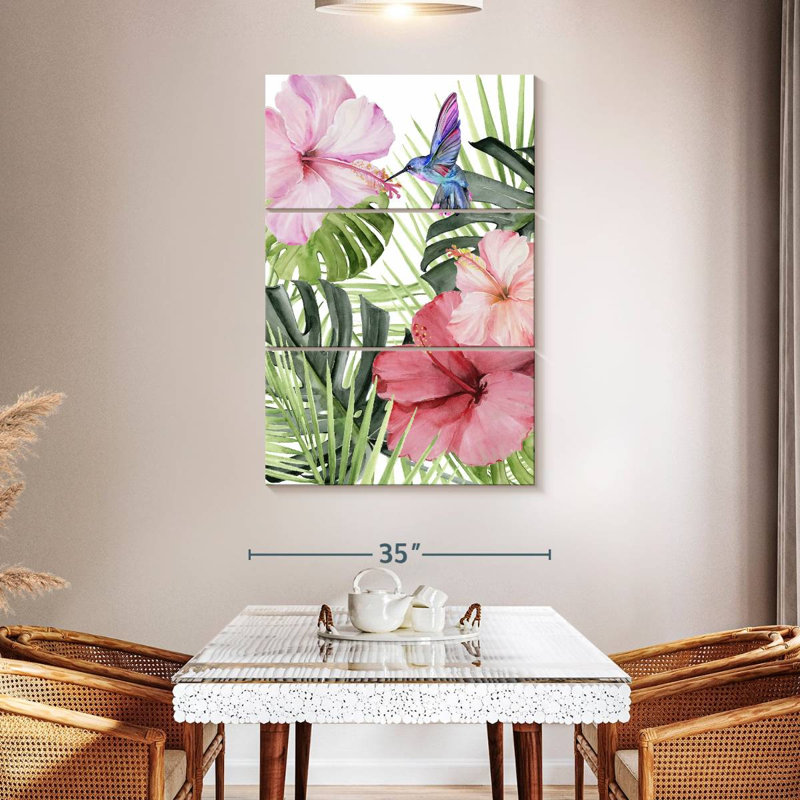 Hibiscus et colibri Harnek I, H 32 po x l 20 po