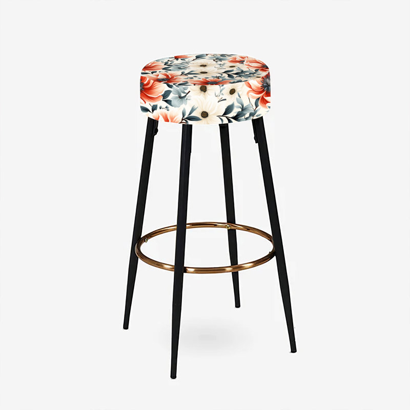 Ensemble de 2 tabourets de bar à motif floral rétro Revival
