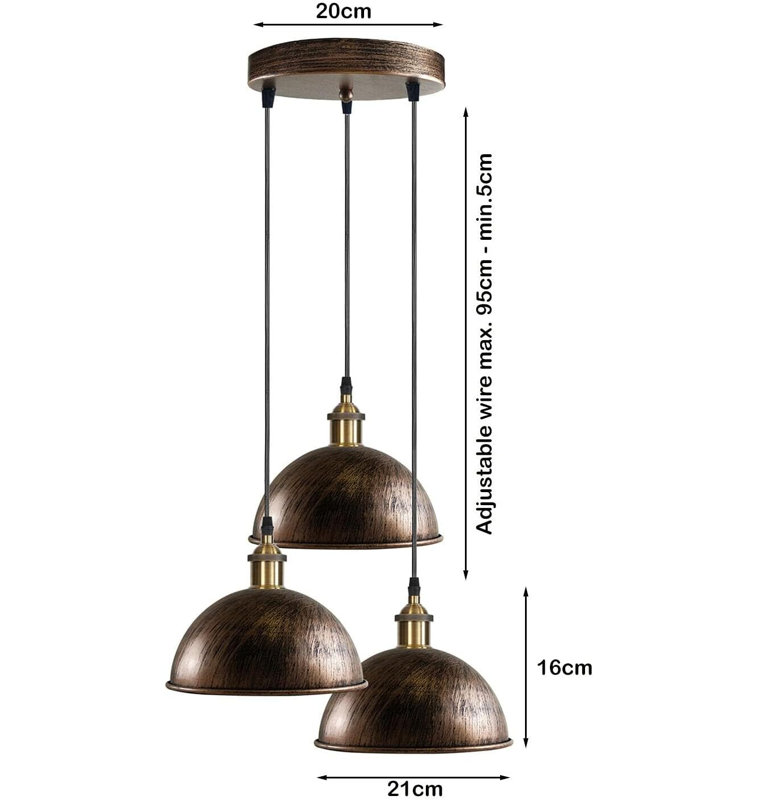 3 - Light Brushed Brass Dome Pendant