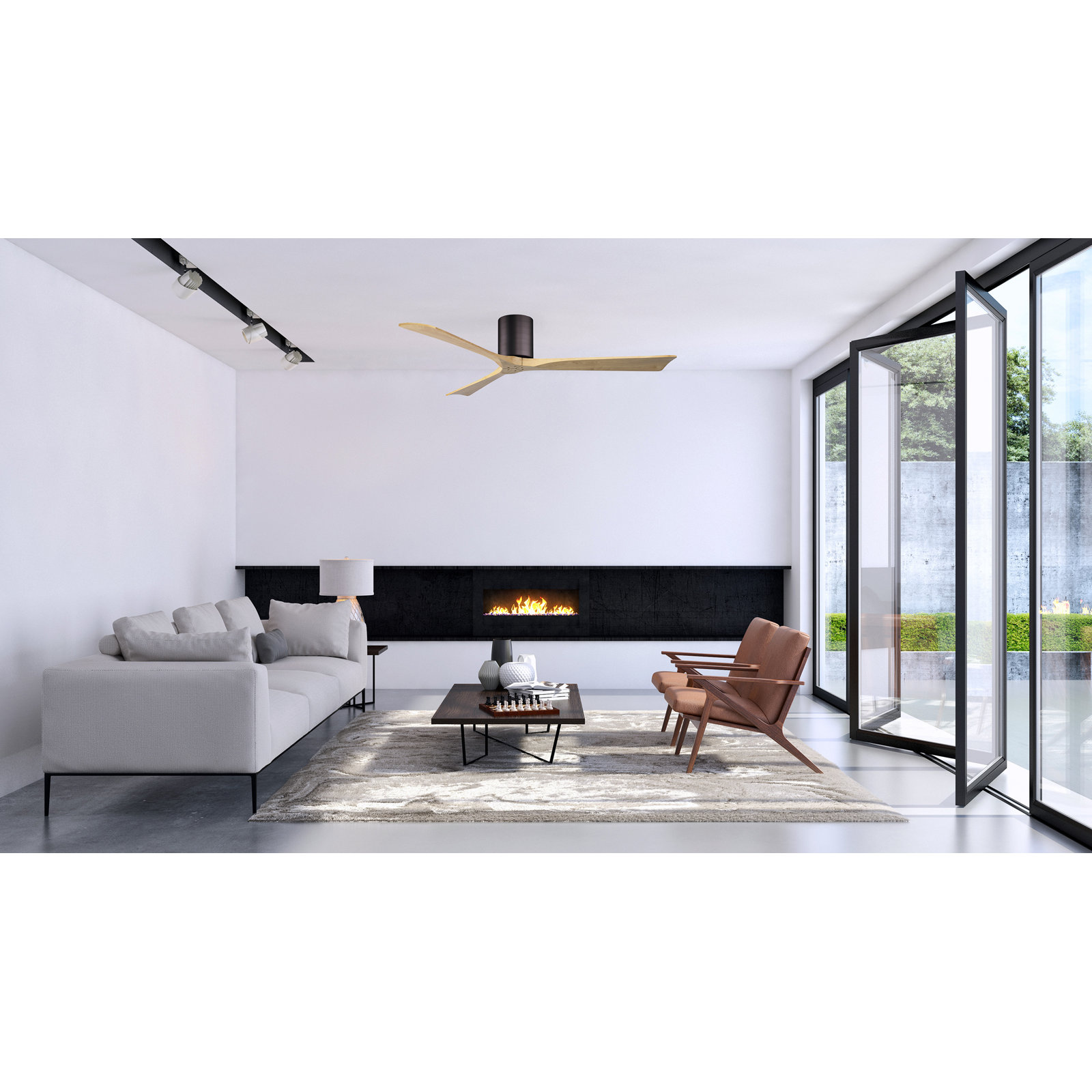 Olivier 3 Blade Ceiling Fan, Brushed Bronze, Light Maple Tone, 60"