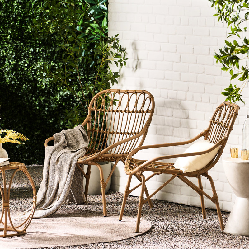 Fauteuils d'appoint pour la cour arrière - brun et fer, l 29,52 po x l 23,7 po, H 33,66 po, tissage ouvert, avec structure en fer
