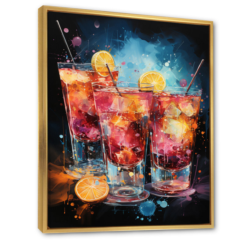 «Luai Cocktail Cocktail Confetti VII», reproduction sur toile, H 44 po x l 34 po x P 1,5 po, Cadre flottant doré