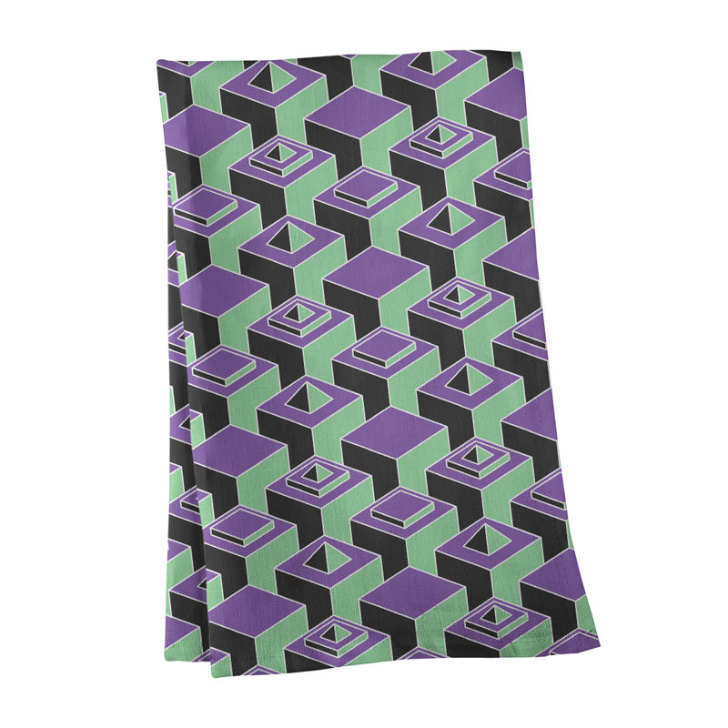 Serviette de thé skyscrapers Patricia Geoffrey, Vert / Mauve, Polyester sergé
