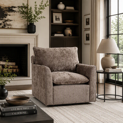 Ensemble de 2 fauteuils pivotants à 360 °, fauteuils deux places confortables, fauteuils club rembourrés pour le salon, la chambre à coucher, la salle de lecture, tissu chenille gris