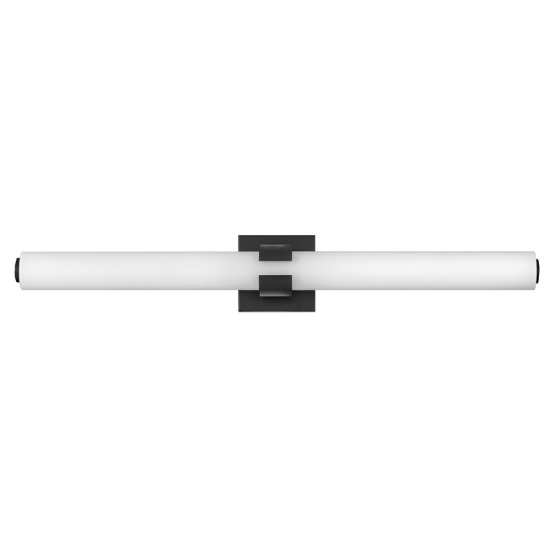 Aiden Integrated LED Bath Vanity Bar w/ Etched White Glass, Black