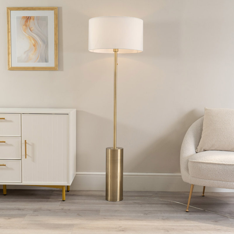 Alizander Adalize 150cm Traditional Floor Lamp, White, Antique Brass