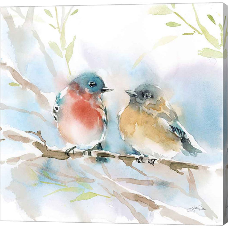 «Bluebird pair in Spring» par Katrina Pete, impression sur toile tendue, Toile tendue, H 12 po x l 12 po x P 1,5 po