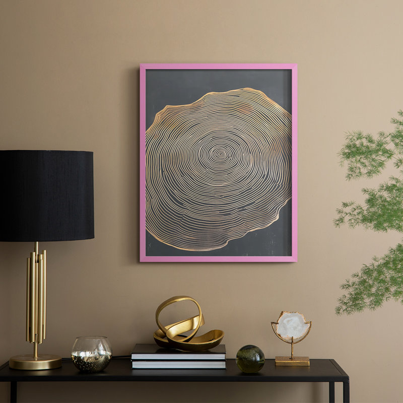 Abstrait, encadré, prêt à accrocher , Rose, H 20 po x l 16 po